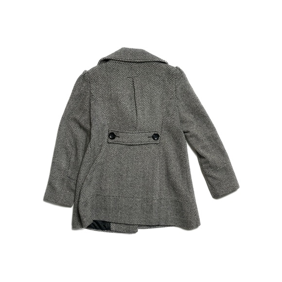 Black/White Guess Herring Bone Tweed Pea Coat Sz XL - Picture 6 of 6